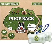 Pogi’s Dog Poo Bags – Leak-Proof & Extra Thick Pet Waste Bags with 2 Holders (Unscented, 50 Rolls, 750-Count)