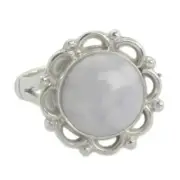 Lilac Jade and Sterling Silver Ring, 'Lunar Dahlia' Novica Guatemala - Size 10