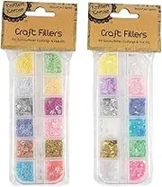 [2PK] Krafters Korner Craft Fillers In A Disc, Stars & Moon Fillers, Colorful, With A Durable Transparent Case, Applicable For Different Kinds Of Decoration, Filling Resin Product, Nail Art, Art Work, And DIY Crafts