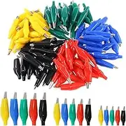 Glarks 120Pcs 28mm 35mm 45mm Alligator Clips Crocodile Electrical Test Clamps Jumper Helper with Protective Insulation Cover (Black, Red, Yellow, Blue, Green)
