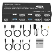2 In 2 Out Dual Monitor HDMI USB3.0 KVM Switch 4K 120Hz 8K USB3.0 KVM Switcher