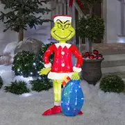 LED Grinch Outdoor Christmas Stealing Lights Glowing Yard Stakes Festive Decor Holiday Illumination Ornaments Fun Display