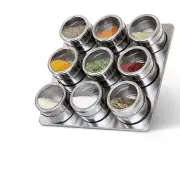 Steel Finish Spice Rack Masala Storage Box Set 9 Pieces US