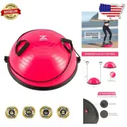 23 Inch Exercise Half Ball - Core Stability Trainer with Resistance Bands & Pump