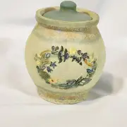Bob's Pottery Vintage Spice Jar Small Floral Lidded Herb Pottery Container