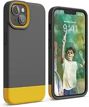 elago Glide Case Compatible with iPhone 14 Case (6.1"), Simple and Unique Design, Protective TPU Cover, Upgraded Shockproof, Mix and Match Parts, Enhanced Camera Guard (Dark Grey/Yellow)