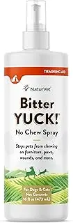 NaturVet Bitter Yuck! No Chew Spray for Dogs, Cats, and Horses Pet Training Spray, Liquid, Made in The USA, 16 Ounce