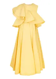 Palmer//harding Serenity Ruffled Taffeta Midi Dress - Yellow - 10 (UK10 / S) 10 (UK10 / S)
