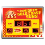 Gold Coast Suns AFL Glass SCOREBOARD LED Clock Time Date Temp Bar Gift (088LQ)