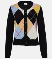 [Ganni] Ganni Harlequin argyle wool-blend cardigan AU 6 multicoloured