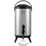 Stainless Steel Insulated Beverage Dispenser, 9.2 Liter, Thermal Hot and Cold Drink Server Dispenser with Spigot Handle, Food-grade for Hot Tea Coffee Water Restaurant Drink