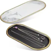Alipis 2pcs Glossy Marble Bathroom Vanity Trays with Edge Decorative Organizers for Perfume Jewelry and Candles Tray for Elegant Home Decor