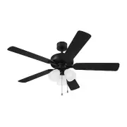 Stellant 52 in. Matte Black Ceiling Fan with LED Light and Pull Chain Control