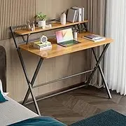 Modern Small Folding Desk, Computer Desk with Storage Shelves, Portable Laptop Study Foldable Table,Writing Desk Student and Home Office Organization,no Assembly Required