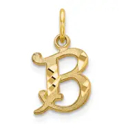 14K Yellow Gold Letter B Initial Charm