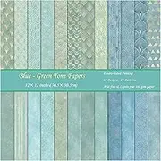 ZAKHSE Scrapbook Paper 12x12, Double sided Patterned Cardstock Peacock Blue Card Stock 160 gsm Decorative Craft Paper Pad for Holiday Crafts, DIY, Card Making, Journaling, Scrapbooking Supplies Kit