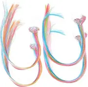 PLAFOPE 4pcs Ponytail Hair Extensions for Synthetic Hair Pieces with Clips for Parties School Events and Everyday Use