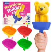 5 pcs Drip Free Popsicle Holders for Kids, Reusable Silicone Ice Cream Holder...