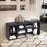 Costway Shoe Cabinet Bench Shoe Storage Rack Organizer Shelf Cupboard Box w/Padded Seat Hallway Furniture,Black