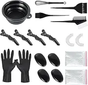 FaHaner 6 Packs Hair Dye Coloring Kit,Dye Brush, Dye Mixer,Foldable Hair Tinting Bowl，Ear Caps,Hair Comb,Reusable Gloves for DIY Salon Hair Coloring Bleaching