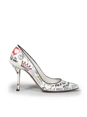 Graffiti Print Leather Pumps