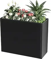 Nessxa Tall Metal Cube Planter for Outdoor Plants 36" L x 12" W x 26" H, Heavy Duty Steel Large Planter Box with Removable Insert Shelf, Modern Décor for Tall Plants, Trees, Flowers (Black)
