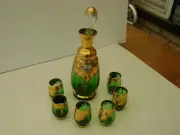 Emerald Green Vintage Italian Cordial Decanter Set