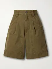 [Marant Étoile] Marant Étoile - Katja Pleated Cotton-canvas Shorts - Army green - FR 34 FR 34 Green