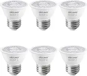 DiCUNO E27 LED Spotlight 6W, PAR16 LED Reflector Bulbs, Natural White 4000K, 50W Halogen Replacement, 500LM, CRI 90, Short Neck Light Bulb for Recessed Light, Non-dimmable, 60° Beam Angle, Pack of 6