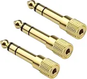 T Tersely (3 Pack) 6.35mm (1/4 inch) Male to 3.5mm (1/8 inch) Female Stereo Jack Audio Adapter Gold Plated, 3-Conductor Amp TRS AUX Plug