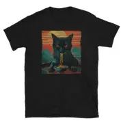 Anime Ramen Cat Retro T-shirt - Japanese Noodles Retro Kawaii Unisex Graphic Tee