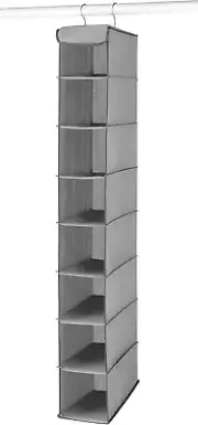 Hanging Shoe Shelves 8 Section Closet Organizer Grey