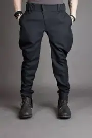 Mens Black Horse Riding Polo Pants Baggy Breeches Sports Pants Hinting Trousers