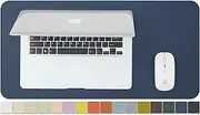 Compact Leather Desk Mat - Small Non-Slip PU Desk Pad for Office and Home - Desk Organization and Accessories - Ideal for Large Mouse Pad and Small Desk Mats on Top of Desks (Dark Blue,23.6"x 11.8")