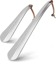 [ONEKOO] Shoe Horn Set, Long Short Shoe Horns Set, Portable Travel Shoes Horn, Stainless Steel Long Metal Shoe Horn, Shoe Helper for Men, Shoe Spoon for Women, Metal Shoe Helper for Kids or Seniors, Silver