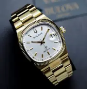 Bulova Precisionist Super Seville Men's Watch Gold Tone Sapphire Silver 97B223