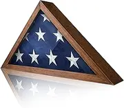 Flag Case for Burial Flag, Triangle Box 17.3x3.4x9'' Wood Case with Glass Covered Cases for Army Veterans, Display, for Burial
