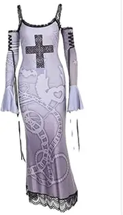 [kfvim] Y2k Alt Dress Goth Dress Gothic Maxi Dress Sundress for Women Going Out Dress Gothic Emo Alt Cloth Y2k Accessories