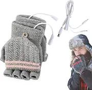 [Bsbkoj] Heated Mittens, Convertible Warm Gloves, Portable Hand Warmer, Winter USB Mittens, Full-Finger Heated Gloves, Half-Finger Warm Mittens, Hand Warmer Laptop Gloves, USB Skiing Gloves