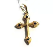 DAVID YURMAN Men's NEW 18K Gold Gothic Cross Amulet Enhancer Black Diamond