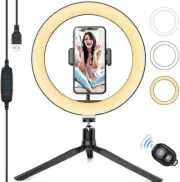 10" Selfie LED Ring Light Kit with Tripod Stand Phone Holder Bluetooth remote