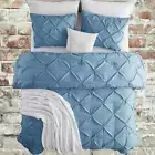 Nestl Blue Heaven Pintuck Queen Duvet Cover Set – 3-Piece Brushed Bedding, 90x90