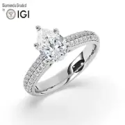 Pear Solitaire Labgrown Diamond Engagement Ring Platinum 2.40 Ct