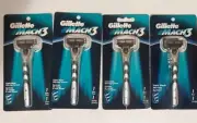 4 Pack Gillette Mach3 Razor Blade Cartridge Shaver Handle 1998