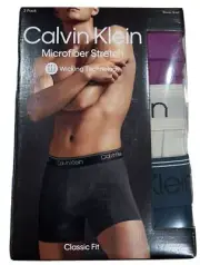 Calvin Klein 3-Pack Microfiber Boxer Briefs Classic Fit CK Underwear (P-W-N)