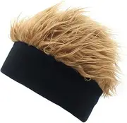 [Eforcase] Men's Slouch Beanie Hat with Hair Fake Hair Skull Cap Hip-Hop Winter Summer Hat Costumes Faux Spiked Wigs Knit Hat