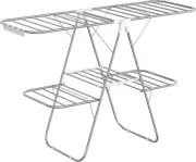 2-Level Foldable Clothes Drying Rack – 33 Rails, Adjustable Wings, Sock Clips