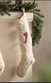 NWT Anthropologie Hand-Knit Chunky Wool Christmas Tree Stocking 21” Holiday