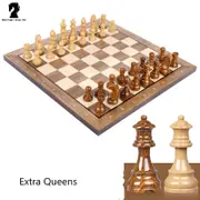 Deluxe 38*38*1.2cm Large Chess Set Walnut Wooden Timber Oak Unfolding Chessboard