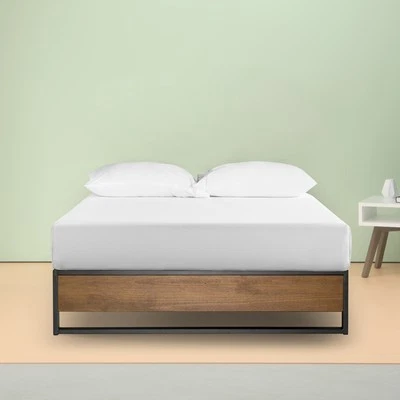 Zinus Bed Frame King Industrial Metal Wood Design High Base